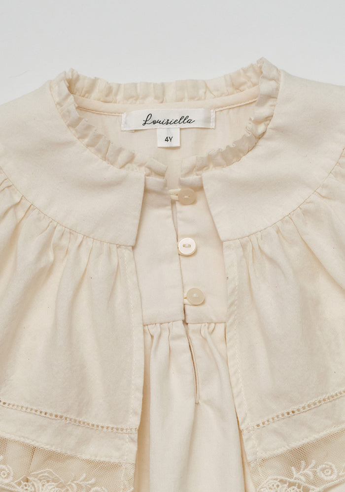 dress laced trim cape - ivory