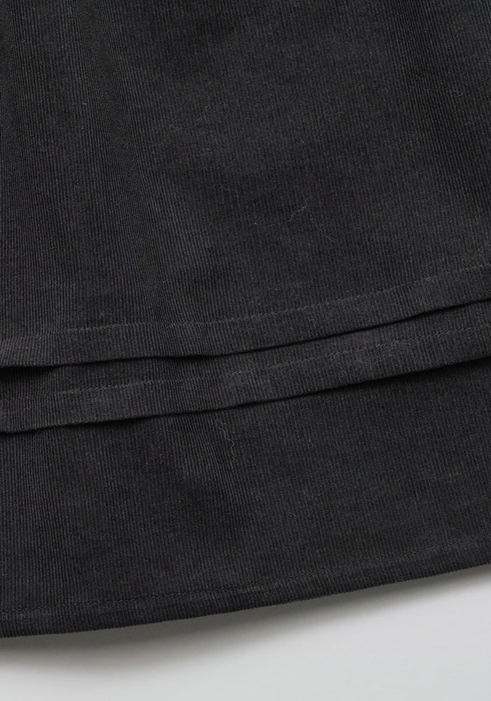 dress corduroy with lace yoke - charcoal