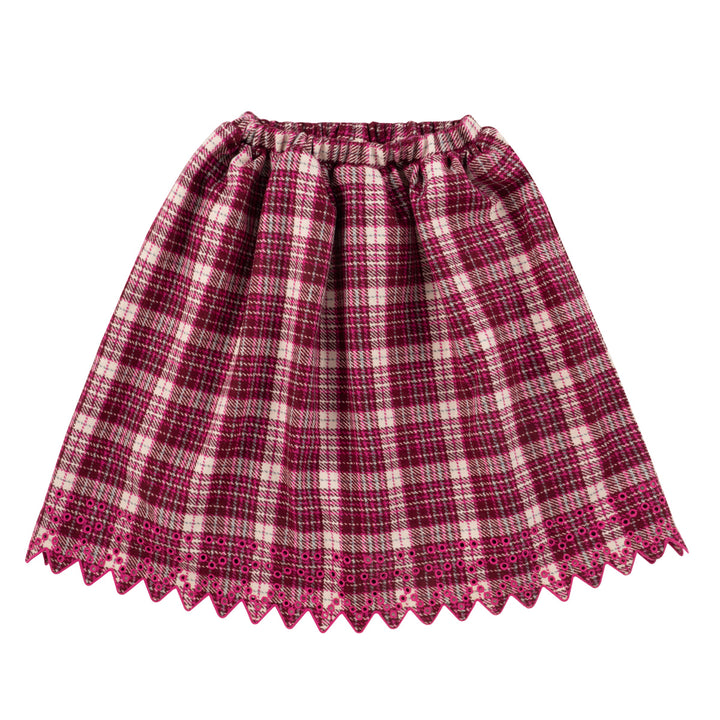 skirt plaid eyelet hem - multi