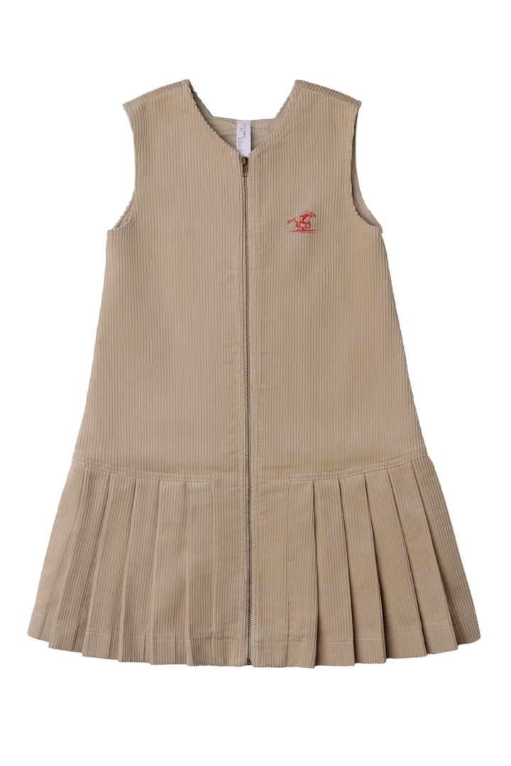 dress heavy corduroy pleated zip up jumper - oatmilk