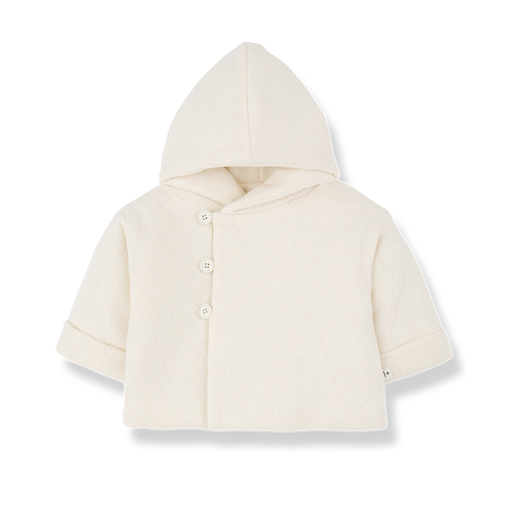 jacket knit padded with hood with beanie - ecru