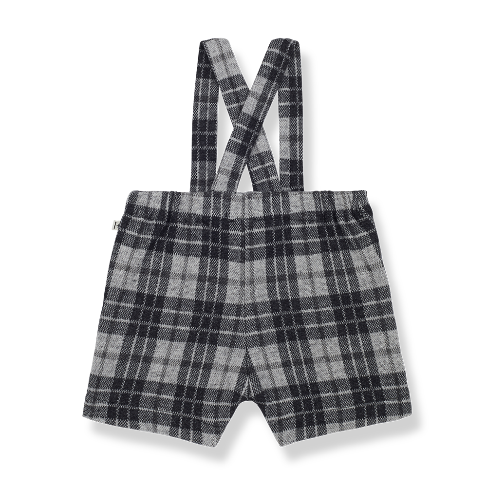 one piece shorts plaid with suspenders - anthracite