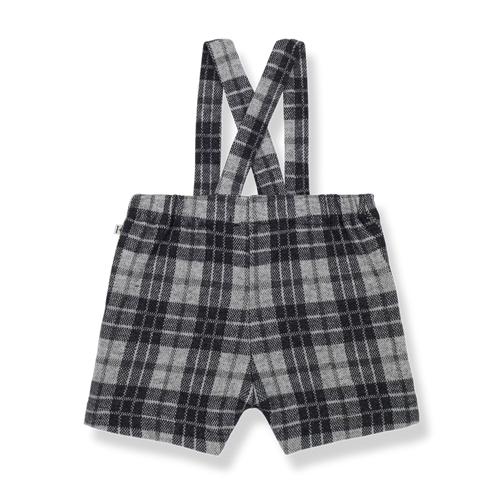 one piece shorts plaid with suspenders - anthracite