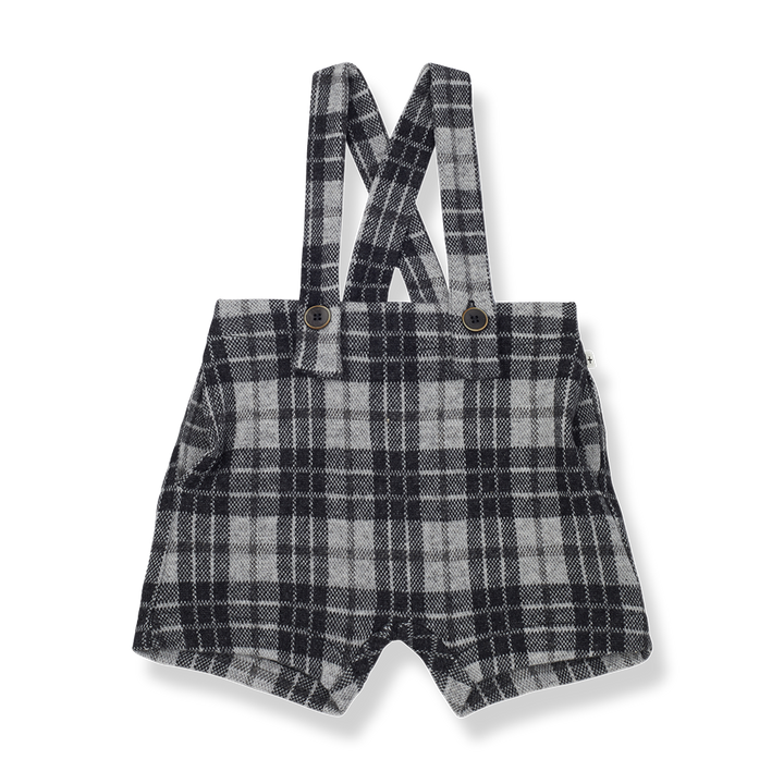 one piece shorts plaid with suspenders - anthracite