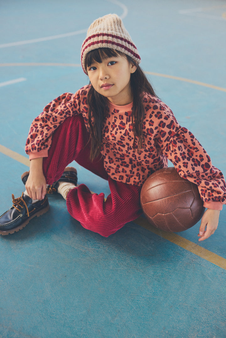 top l/s cropped leopard sweatshirt - pink siena