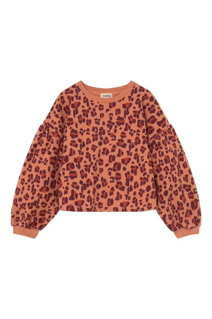 top l/s cropped leopard sweatshirt - pink siena