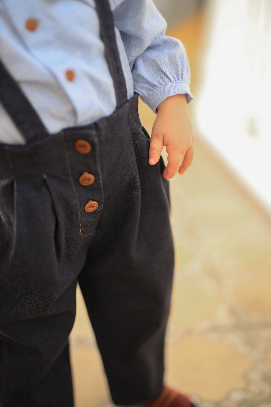 one piece stitch suspender overalls - dark blue