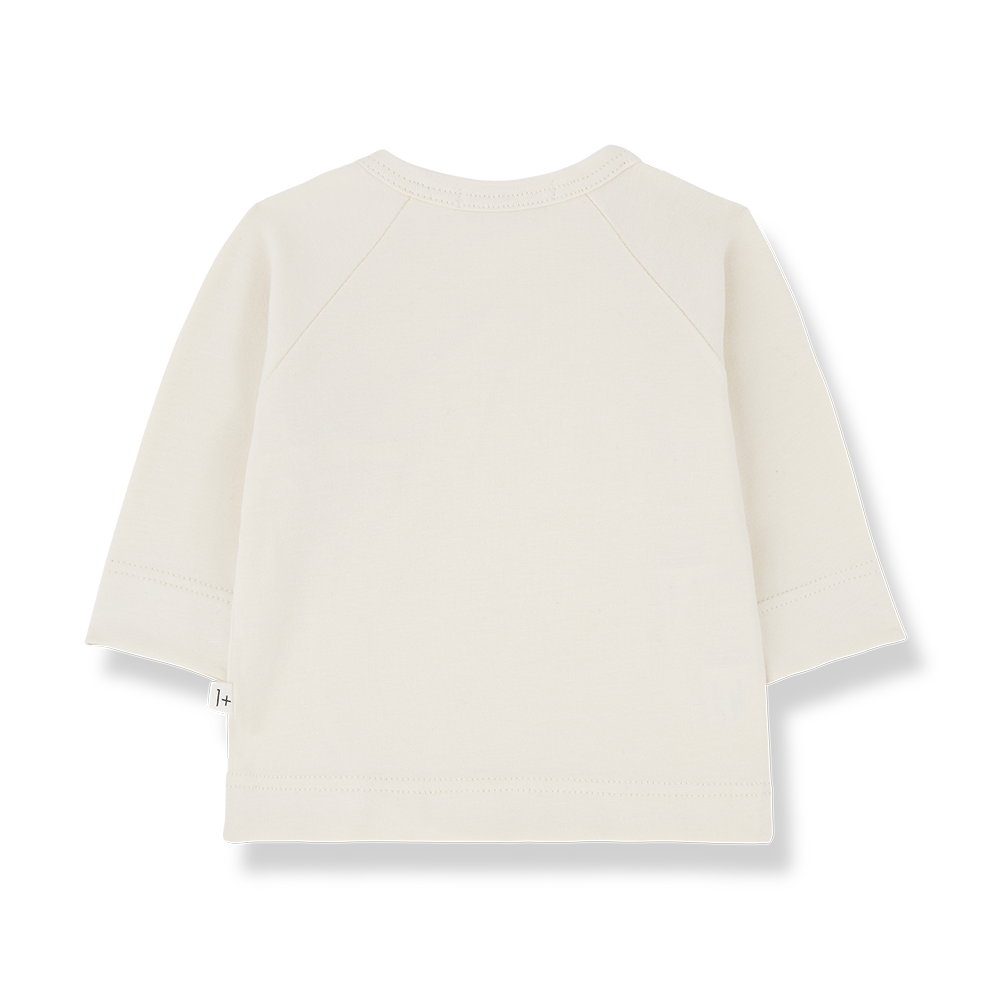 set knit wrap top and footie pants with hat - ecru