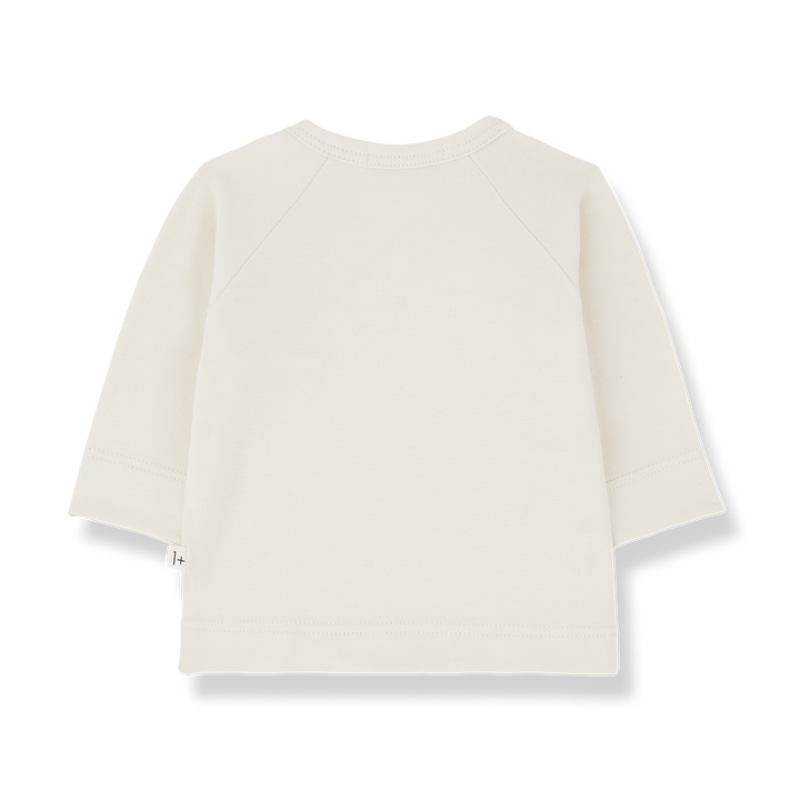 set knit wrap top and footie pants with hat - ecru