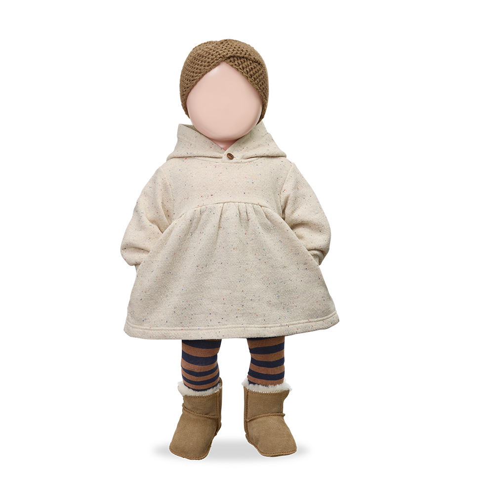 dress speckled french terry with hood - rice