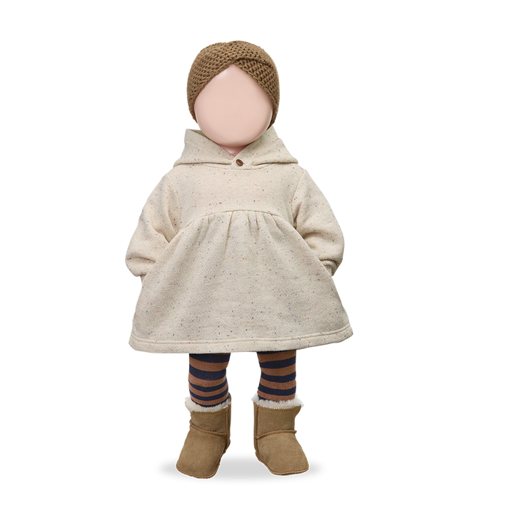 dress speckled french terry with hood - rice