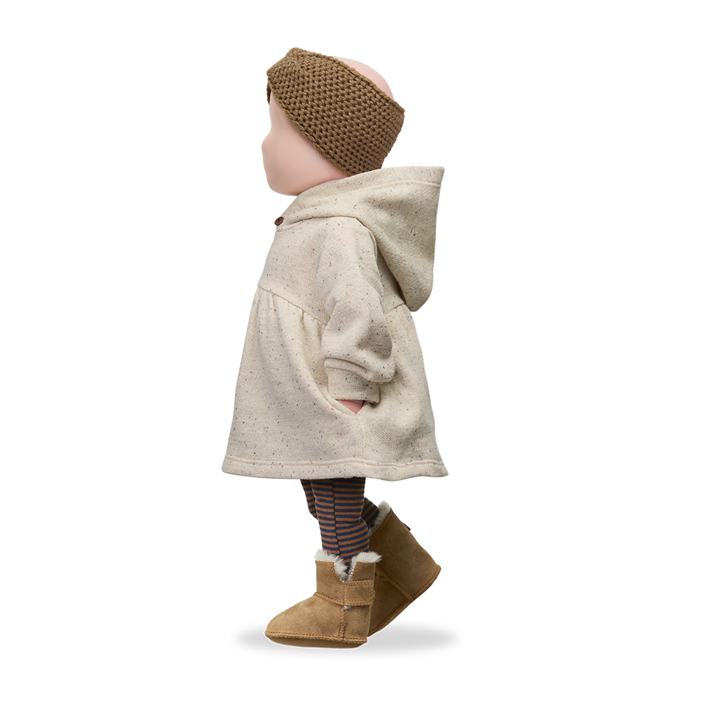 dress speckled french terry with hood - rice