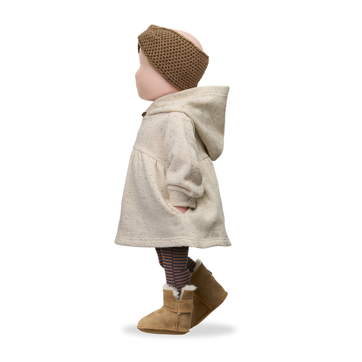 dress speckled french terry with hood - rice