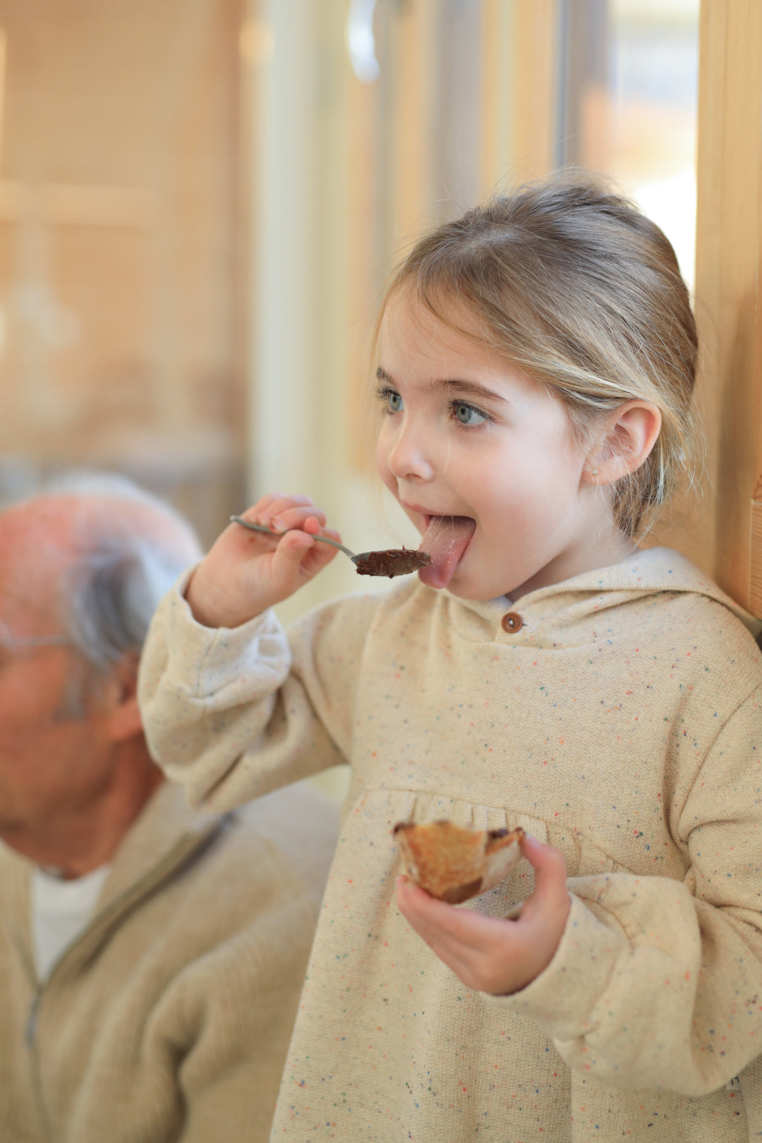 dress speckled french terry with hood - rice