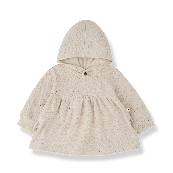 dress speckled french terry with hood - rice