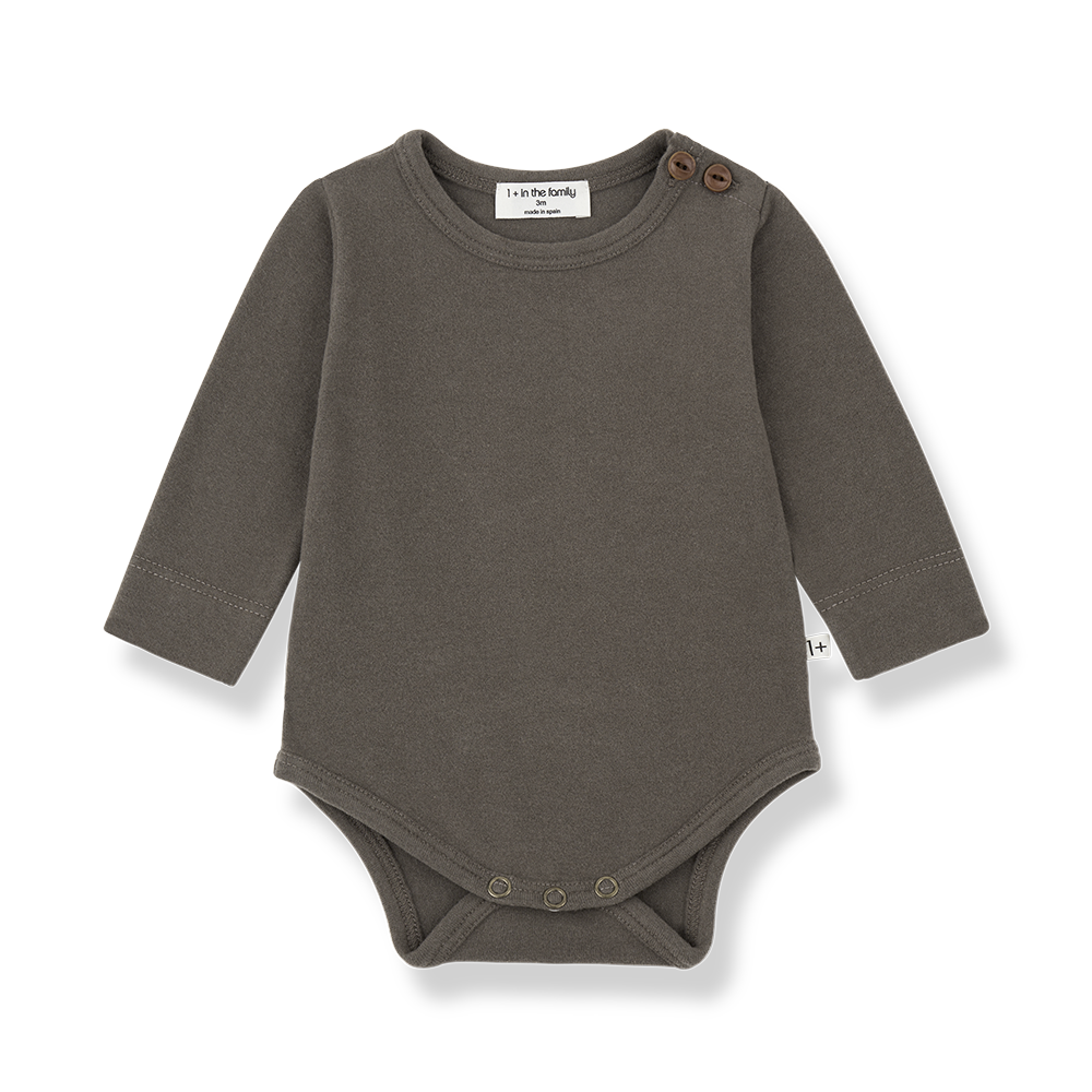set outfit solid onesie and houndstooth suspender bloomers - dark taupe