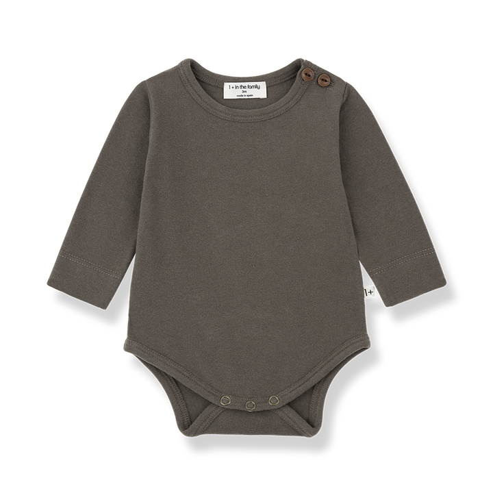 set outfit solid onesie and houndstooth suspender bloomers - dark taupe