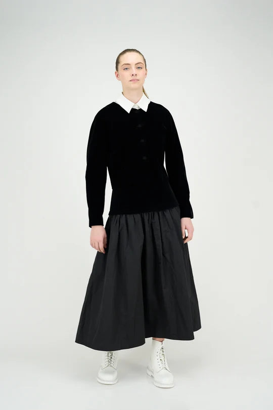 blazer velvet cropped - black