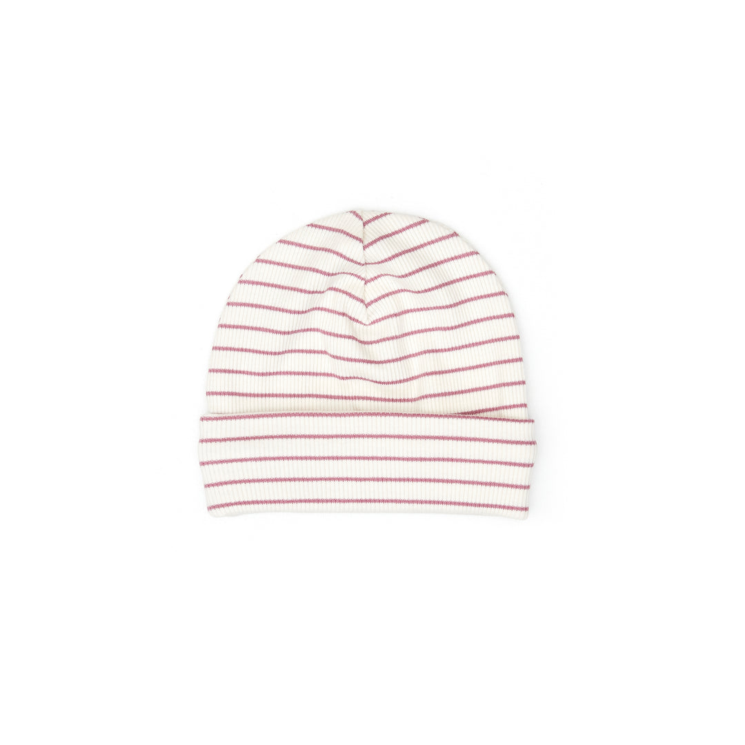 footie ribbed striped with beanie - mauve stripes