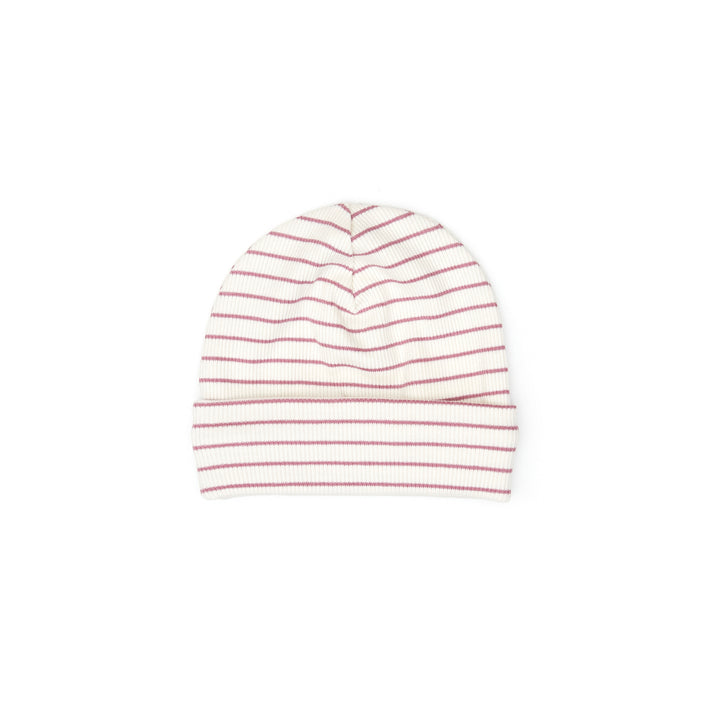 footie ribbed striped with beanie - mauve stripes