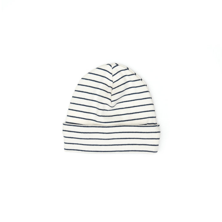 footie ribbed striped with beanie - navy stripes