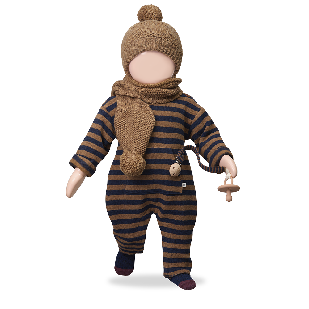 beanie wool textured pompom - castagna