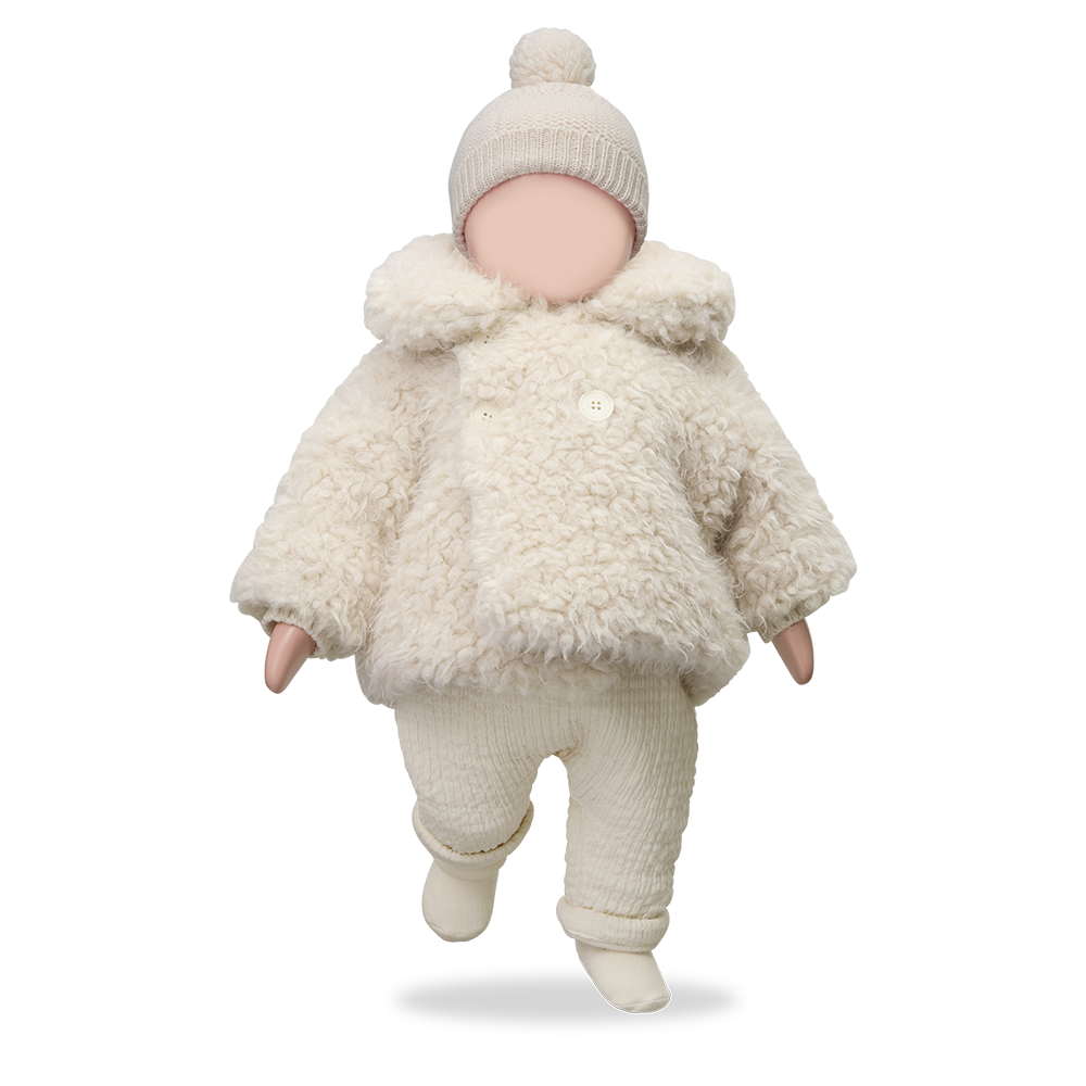 beanie wool textured pompom - ecru