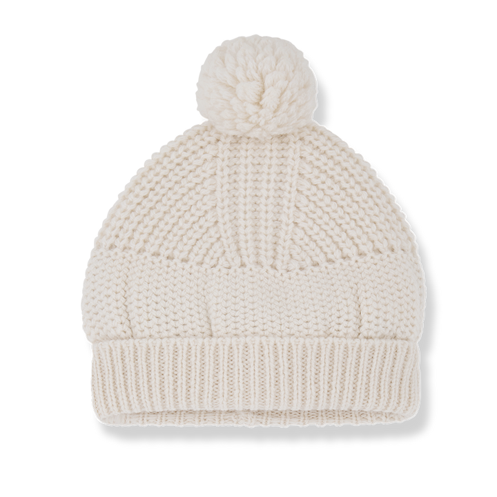 beanie wool textured pompom - ecru