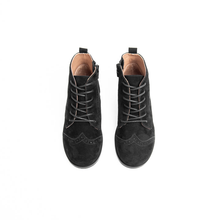 shoes emily wingtip lace up bootie - black suede