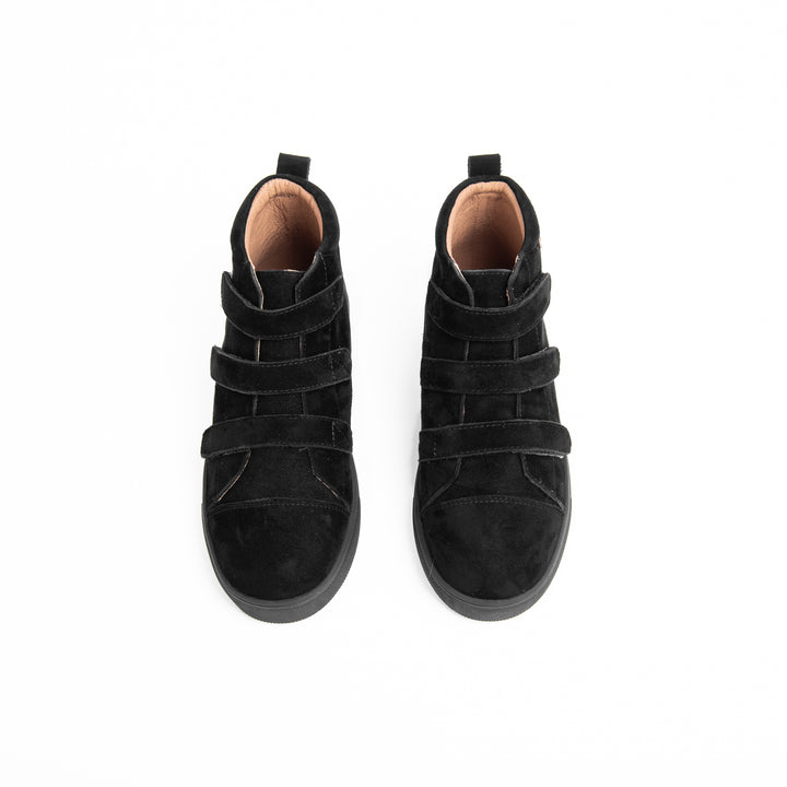 shoes emily lace up bootie with 2 velcros - black