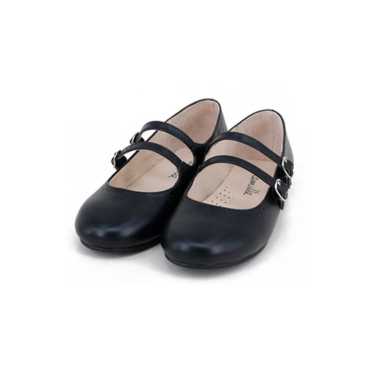shoes double buckle mary janes - black leather