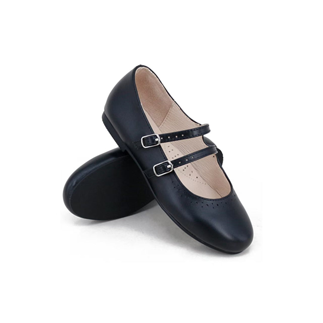 shoes double buckle mary janes - black leather
