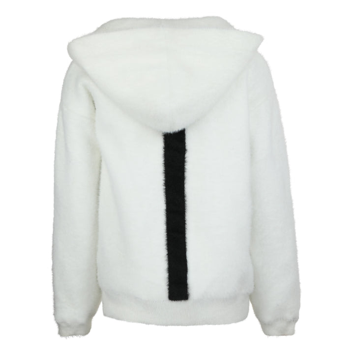 coat mohair fur with hood - white