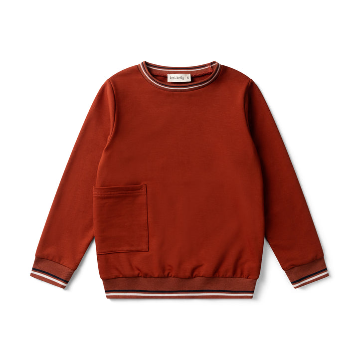 top l/s sweatshirt rust pocket - rust