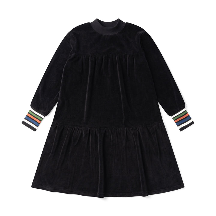 dress velour tiered - black