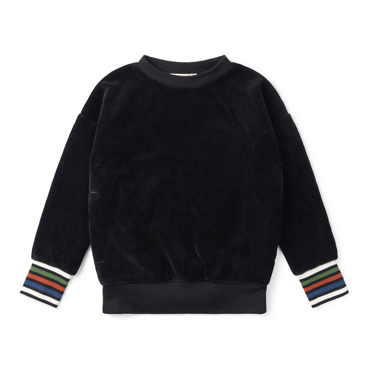 top l/s velour - black