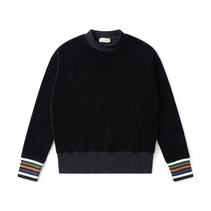 top l/s velour - black