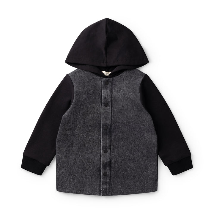 top l/s denin hoodie - black