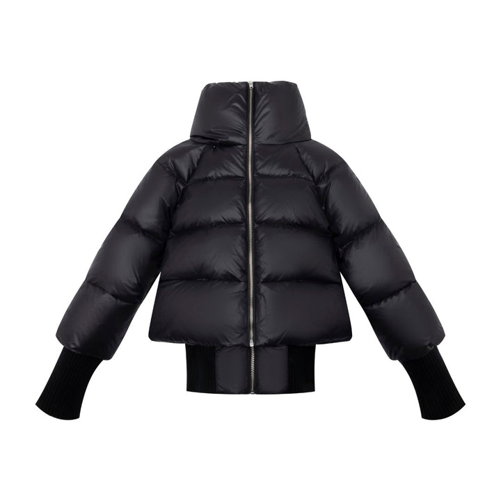 coat double zipper with hood - black