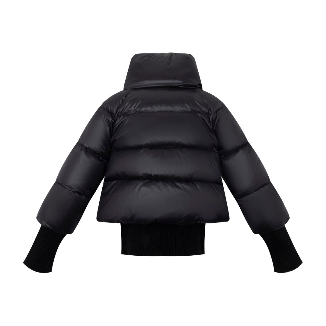 coat double zipper with hood - black