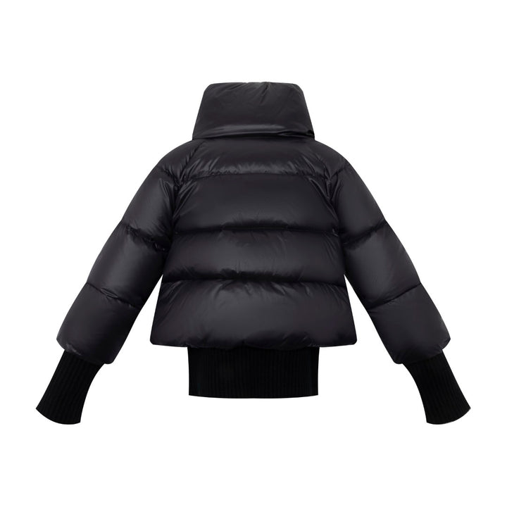 coat double zipper with hood - black