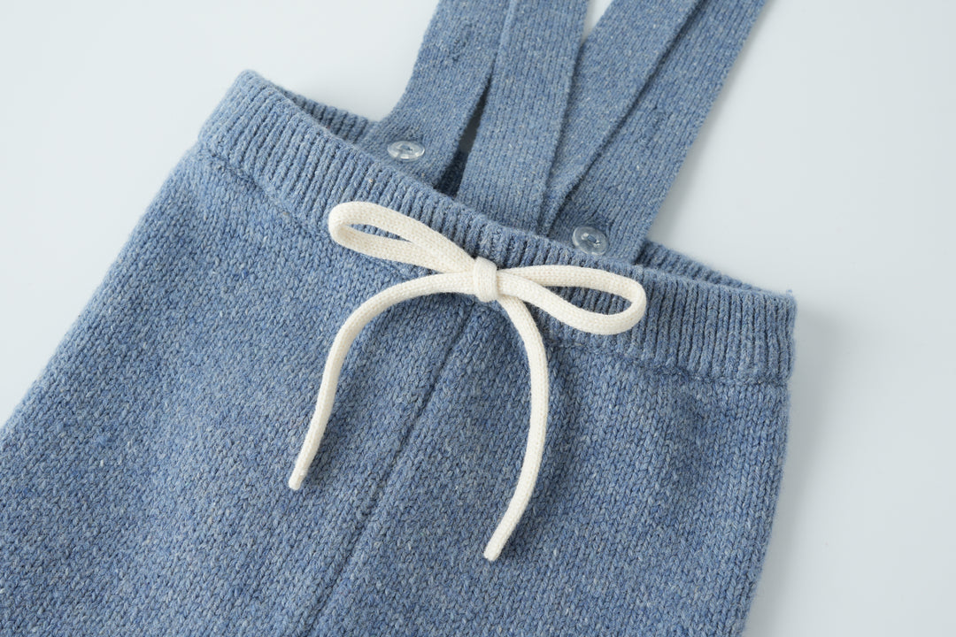 knit suspender legging - blue