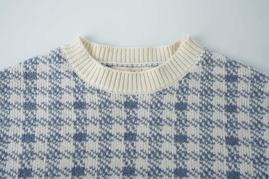 houndstooth sweater - blue houndstooth