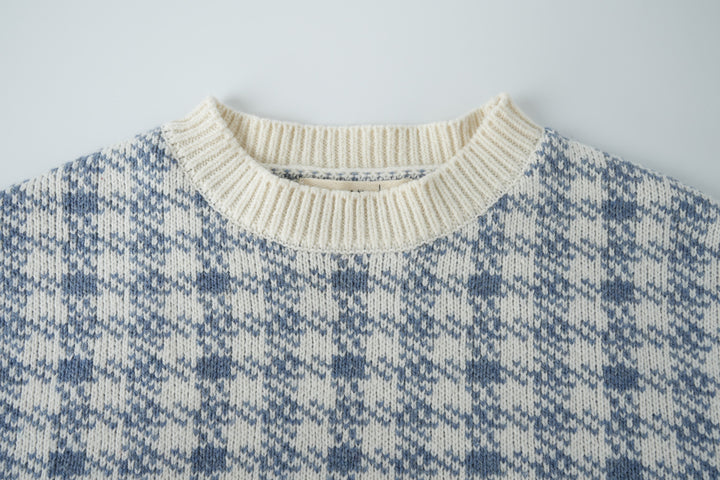 houndstooth sweater - blue houndstooth