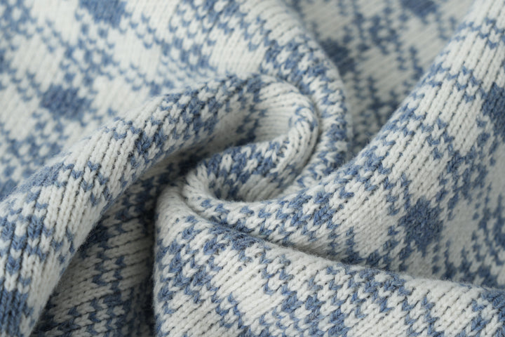 houndstooth sweater - blue houndstooth