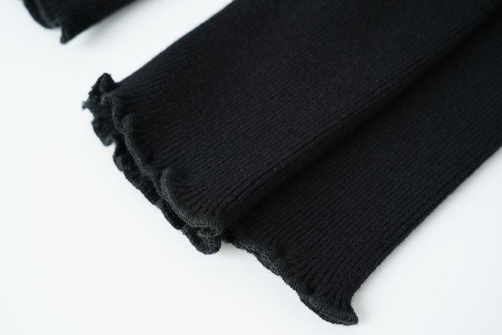 turtleneck with ruffle trim - black