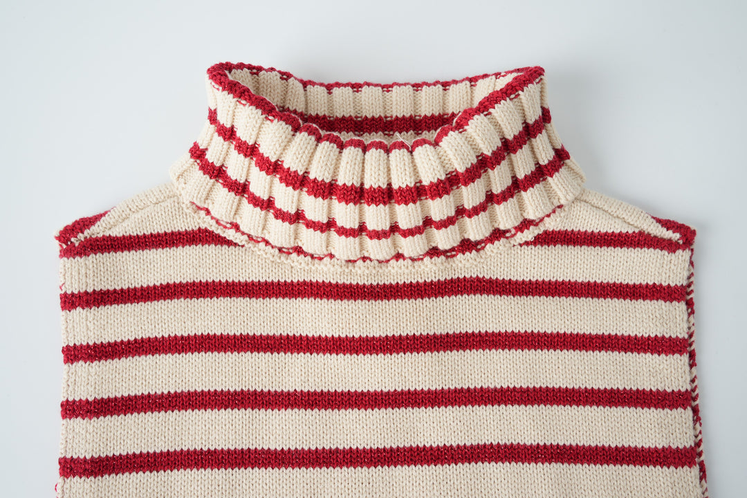 striped turtleneck collar - red striped