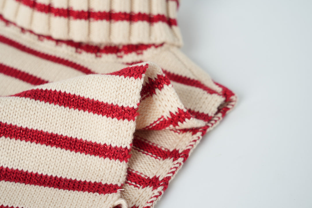 striped turtleneck collar - red striped