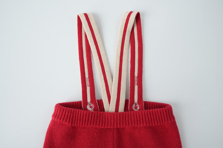 knit legging with contrast straps - red