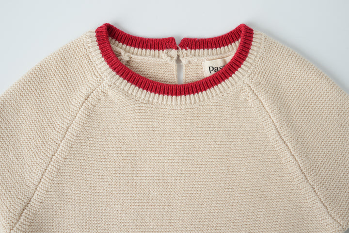 knit onesie with contrast edging - cream